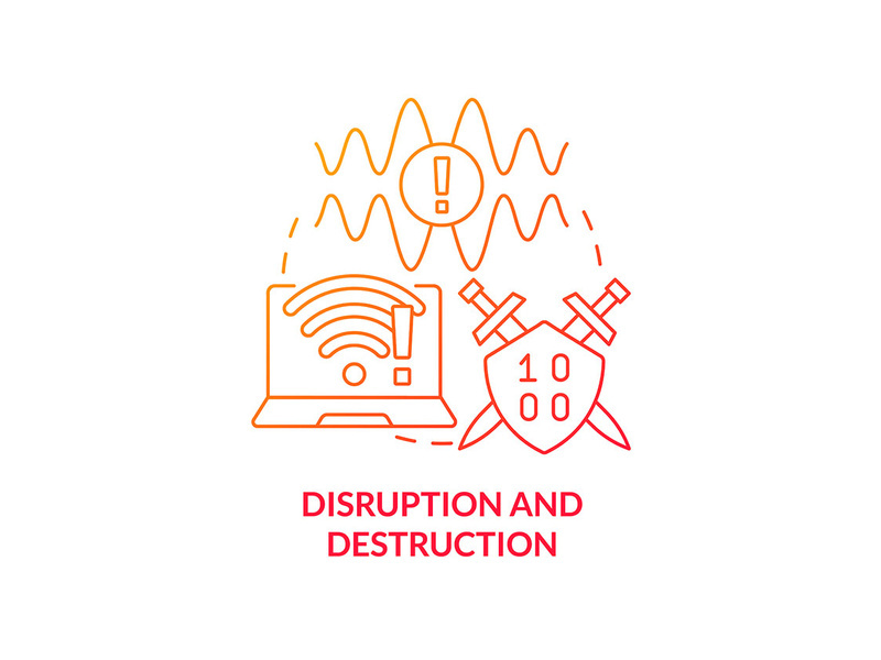 Disruption and destruction red gradient concept icon