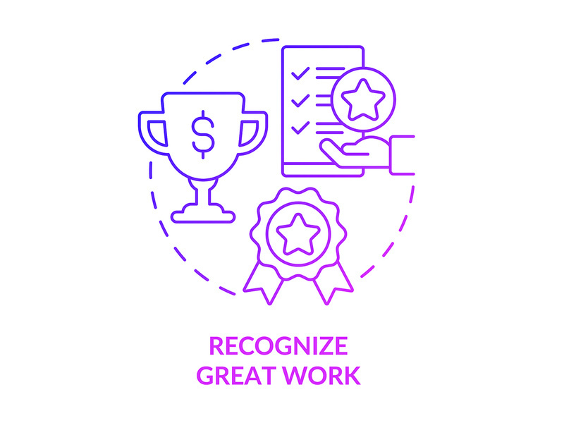 Recognize great work purple gradient concept icon