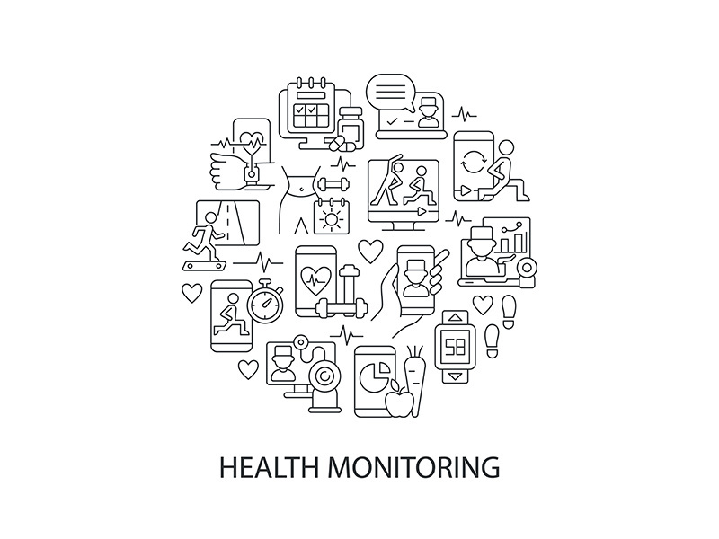 Health monitoring abstract linear concept layout with headline