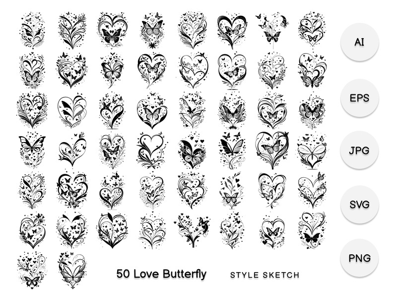 Love Butterfly Valentine Element
