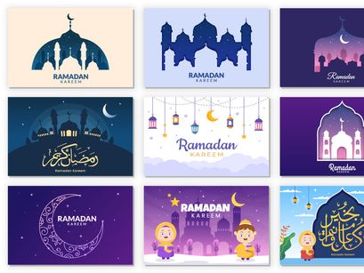 40 Ramadan Kareem Holiday Islamic Illustration
