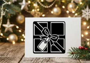 Christmas Gift Box with Ribbon and Tag for Holiday Celebrations