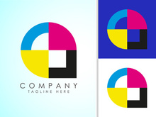 Digital printing logo design template. Logo for print shop polygraph and print factory. Vector illustration.