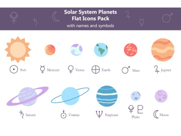 Solar system planets with names and symbols preview picture