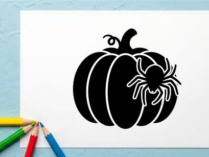 Black and White Pumpkin with Spider for Halloween Decor