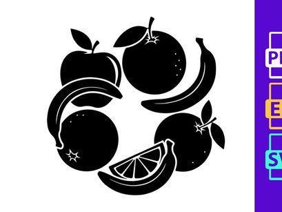 Black and White Fresh Fruit Circle