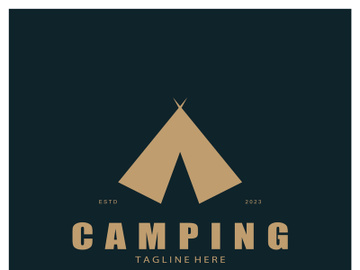 vintage and retro tent logo, camping. With tent, tree and bonfire sign. adventurers, scouts, climbers, camping equipment center preview picture