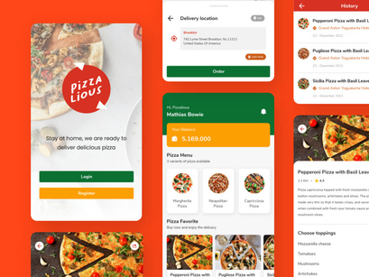 Pizzalious - Pizza Delivery Mobile App UI Kit