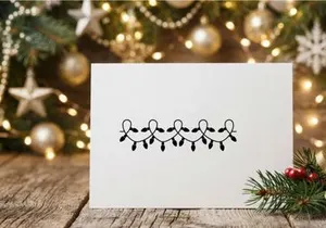 Christmas string lights silhouette isolated on white background for holiday design