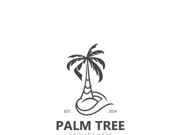 Palm tree simple and modern premium logo design. abstract icon palm beach illustration preview picture