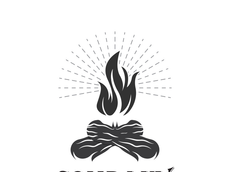 Bonfire Campfire Camp Fire place wood flame vintage retro logo design