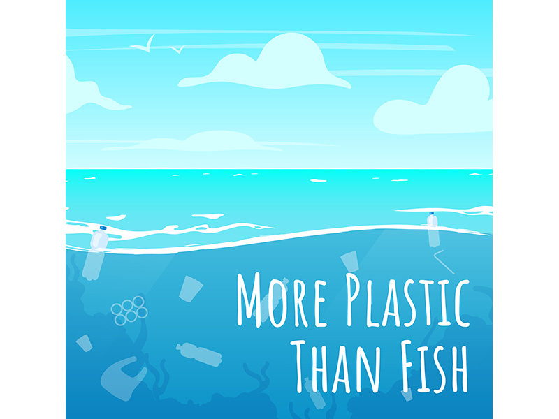 More plastic than fish social media post mockup