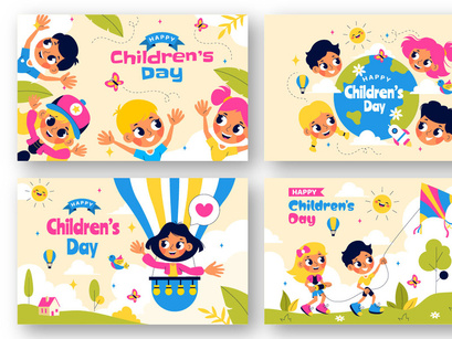 9 Happy Children's Day Vector Illustration