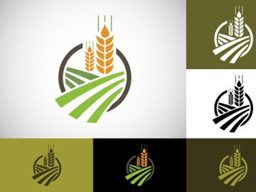 Wheat Ears Icon and Logo. For Identity Style of Natural Product Company and Farm Company. Agricultural symbols preview picture