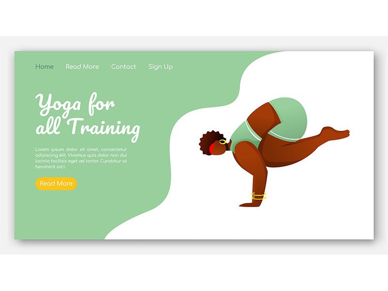 Yoga for all training landing page vector template