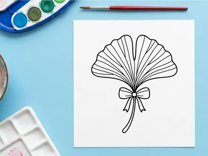 Ilustração Elegante de Folha de Ginkgo para Designs Naturais e Botânicos. Arte de Linha Minimalista para Temas Ecológicos.
