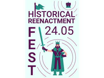 Historical reenactment festival poster flat vector template preview picture