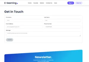 E-learning NextJs Free Landing Page Template