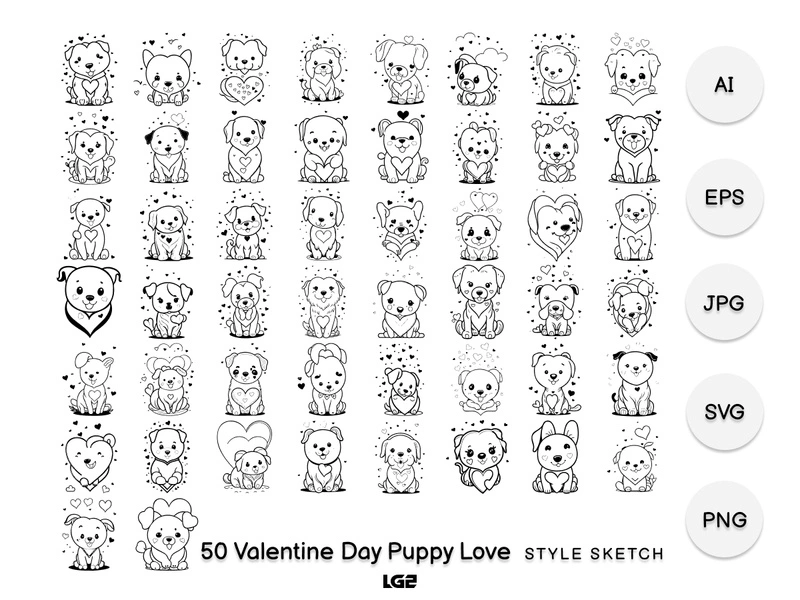 Valentine Day Puppy Love Element Black