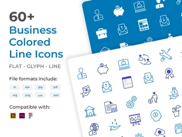 60+ Business Colored Line Icons preview picture