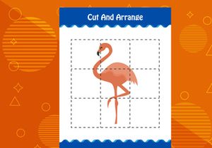 10 Pages Cut and arrange with a bird worksheet for kids. Educational game for children