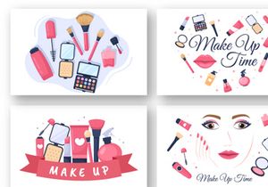 17 Make Up Cosmetics Collection Illustration