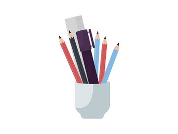 Pencil holder semi flat color vector object preview picture