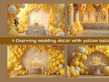 Charming wedding background with yellow balloons preview picture