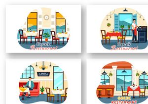 9 Greek Food Restaurant Illustration