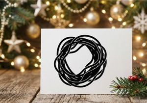 Círculo preto abstrato de fios entrelaçados isolado em fundo branco