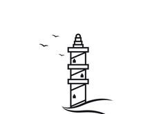 Lighthouse icon logo and vector illustration beacon tower design vintage symbol