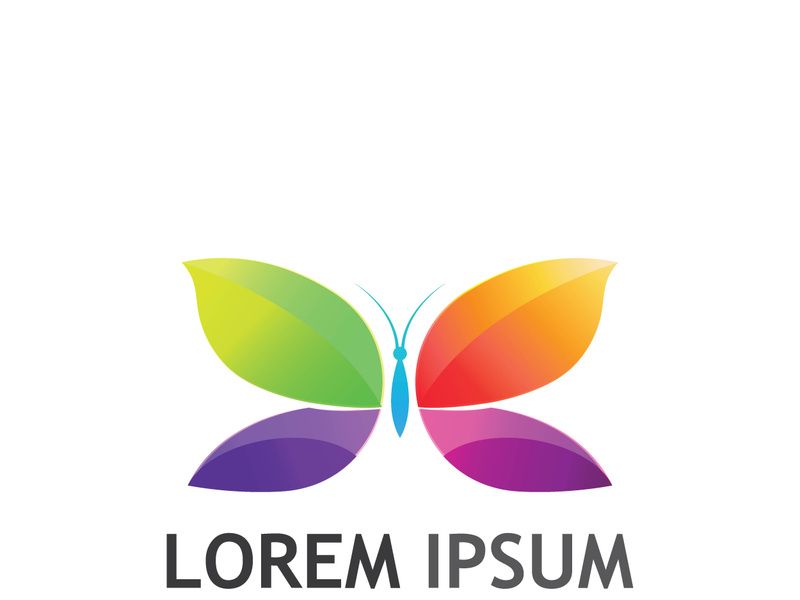 Beautiful and colorful butterfly creative logo design.