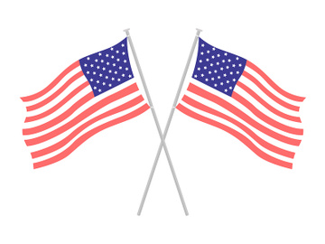 Pair of national American flags semi flat color vector object preview picture