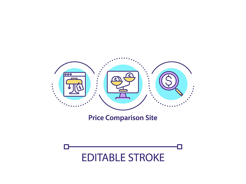 Price comparison site concept icon