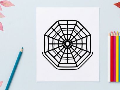 Geometric stained glass window design with radial symmetry. Vector-style decorative pattern for gothic or Halloween-themed projects.