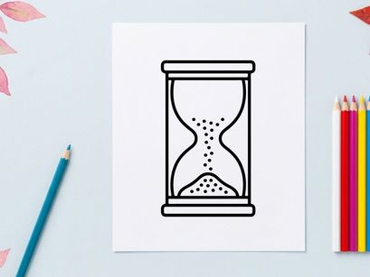 Reloj de arena con arena cayendo sobre fondo blanco. Concepto de gestión del tiempo y plazos límite para productividad y urgencia.