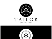 tailor logo icon illustration template combination of buttons for clothes, thread and sewing machine, for clothing product design, convection companies, fashion in vector form