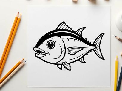 Cute smiling tuna fish vector illustration flat design