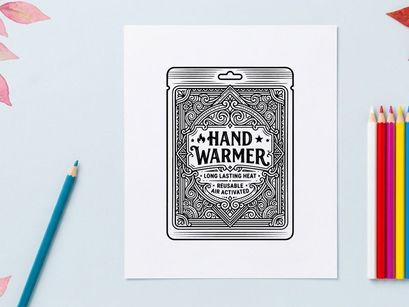 Paquete de calentadores de mano con diseño ornamental vintage para equipo de actividades al aire libre en invierno.