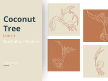 Coconut tree line art