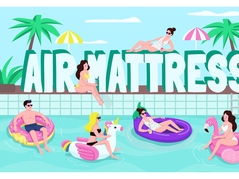 Air mattresses word concepts flat color vector banner