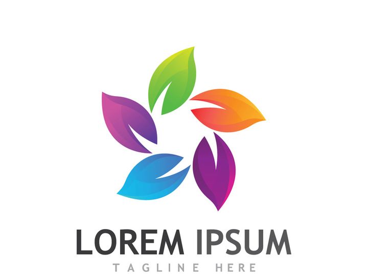 Colorful natural leaf logo design.
