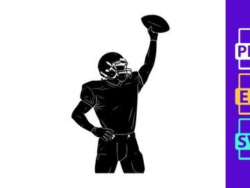 American football player catching a ball in mid air with one hand preview picture