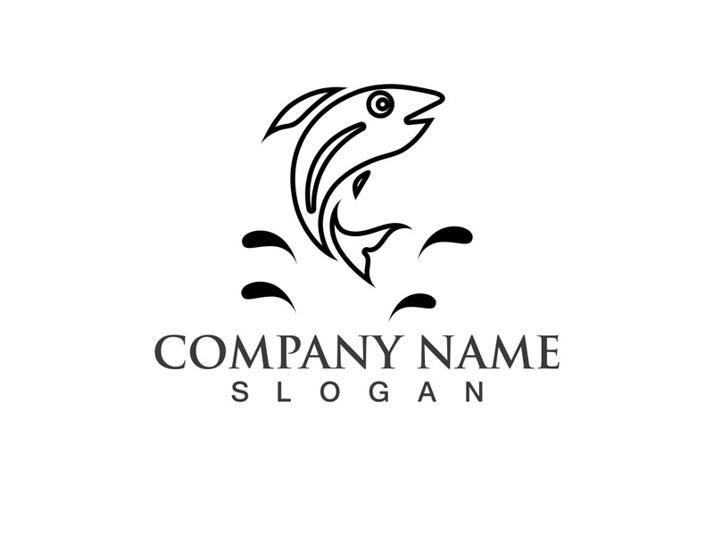 Fish jump logo animal vector