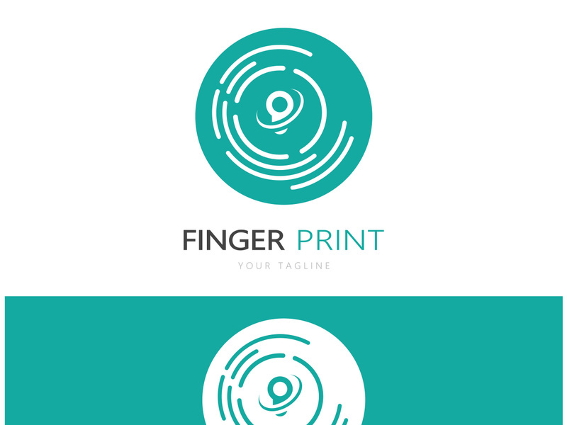 simple flat fingerprint logo,for security,identification,badge,emblem,business card,digital,vector