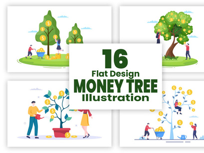 16 Money Tree Investment Financial Illustration