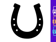 Black metal horseshoe isolated on white background good luck symbol