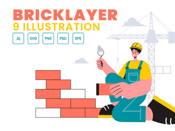 9 Bricklayer Worker Illustration preview picture