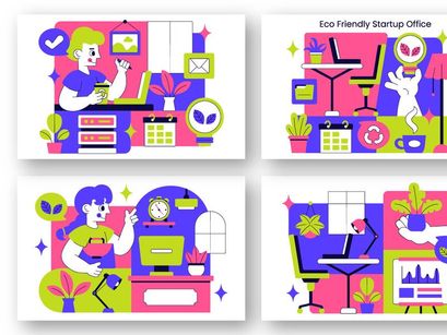 10 Eco Friendly Startup Office Illustration