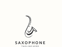Saxophone music logo design simple modern and minimalist illustration